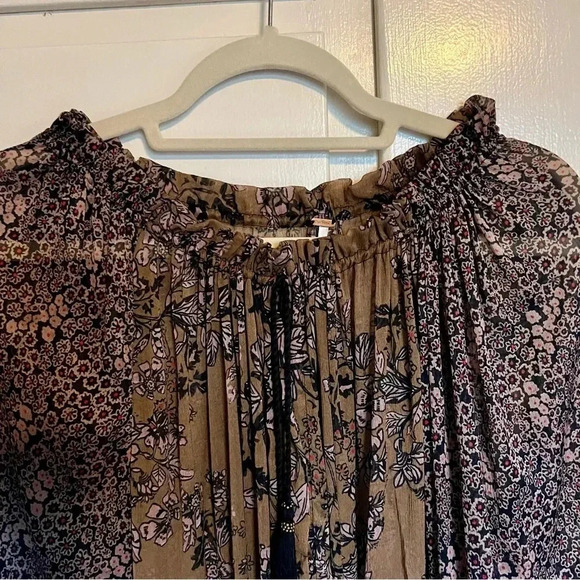 Free People Hendrix Olive Green Long Sleeve Blouse Top Size Small - Picture 4 of 12